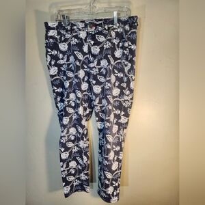 EV1 Floral Print Blue and White Pants Strech Sz 12